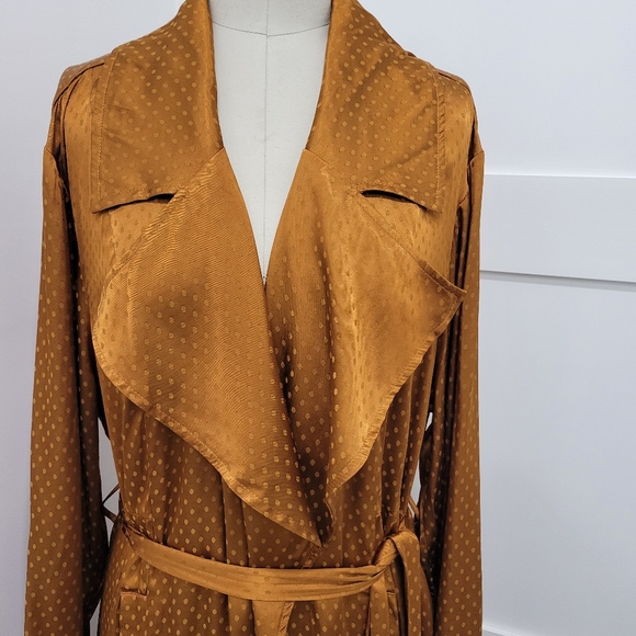 Torrid Women's Copper Dotted Jacquard Self Tie Trench Jacket Trench Coat 18-20 - Picture 5 of 12